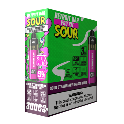 Sour Strawberry Dregonfruit - Detroit Bar Pro Kit 30K Puffs